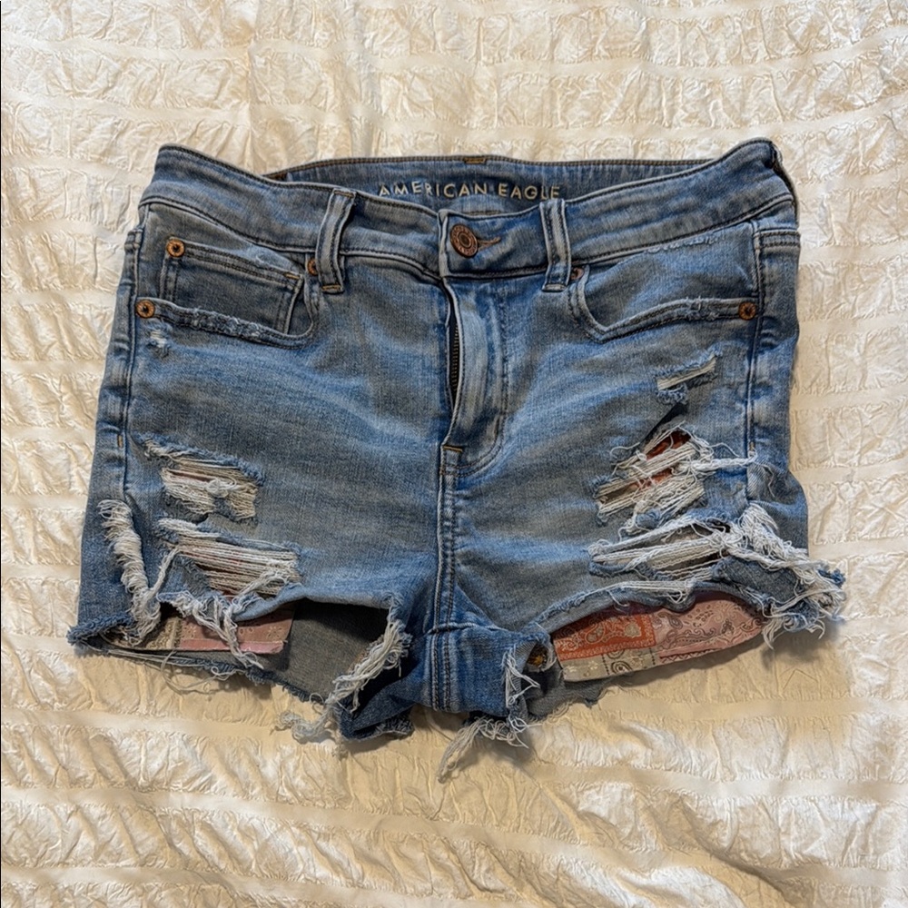 American Eagle Outfitters Blue Jean Shorts Distressed Style